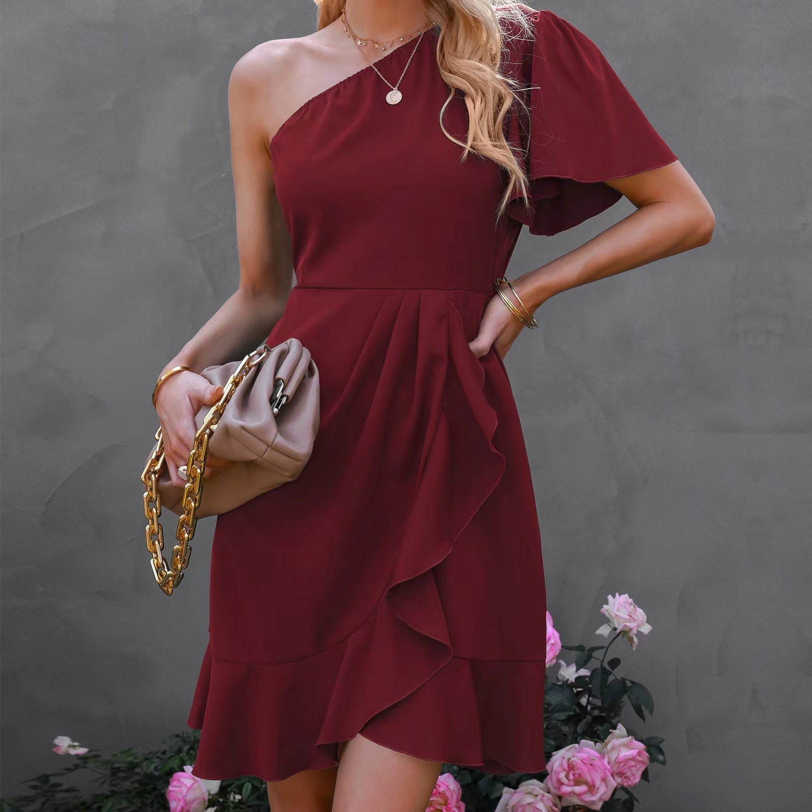 Donatella Timeless One Shoulder Mini Dress Designer Edit