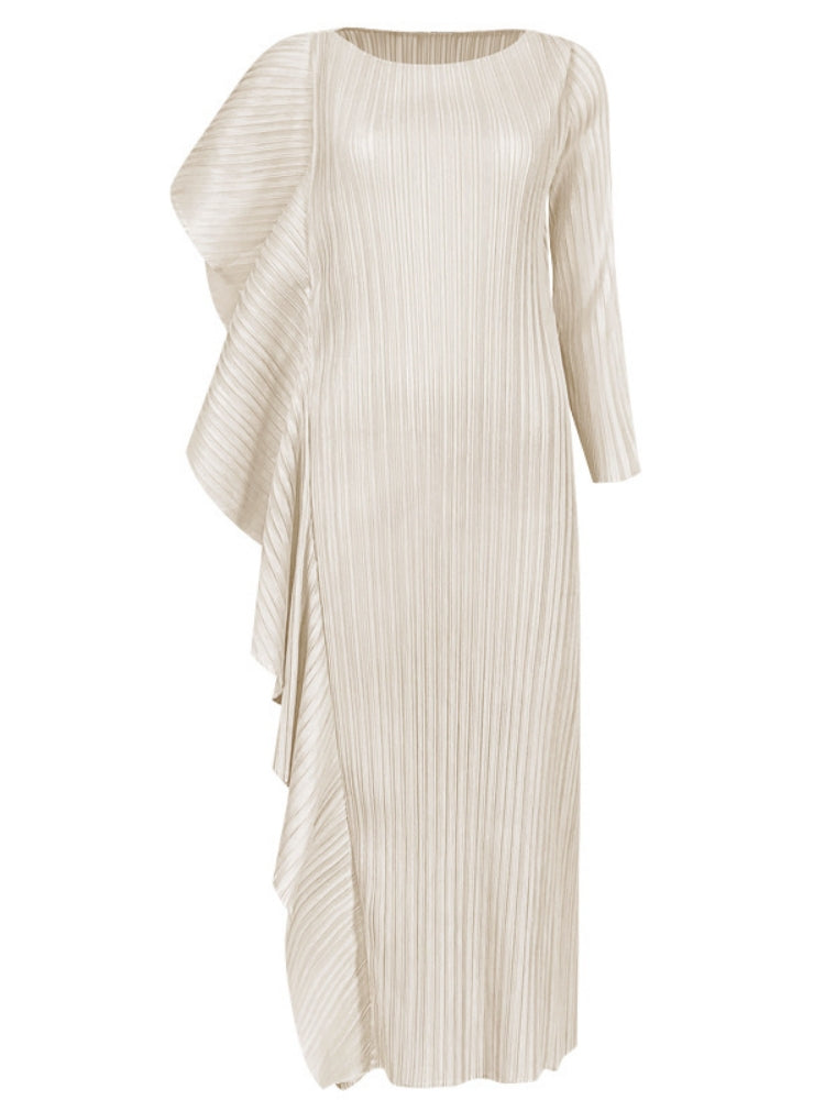 Ladies' High - End Asymmetrical Solid Color Patchwork Dress