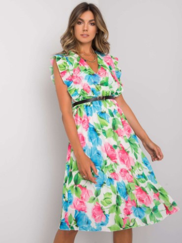 Eugenia Statement Women's Floral Ruffle Midi Dress Elevated Occasion Wear