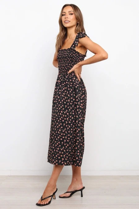 Alanis Floral Smocked Mini Dress Navy
