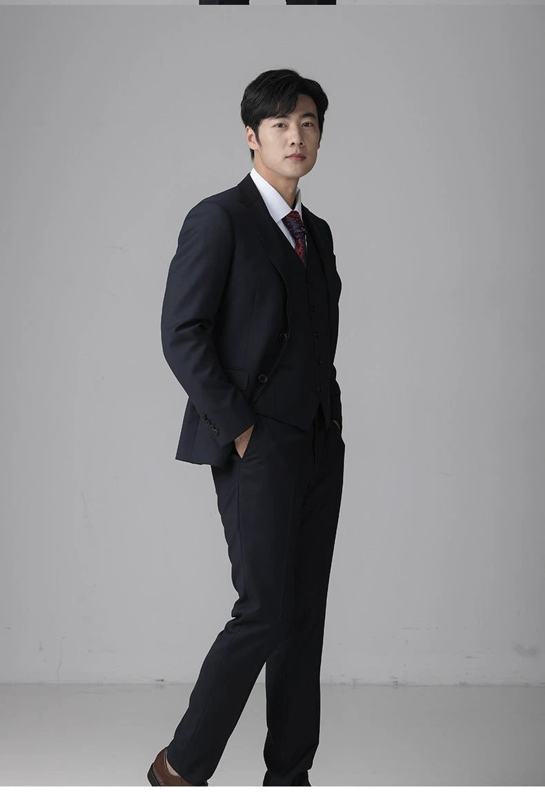 Luxurious Tailored Wool Wedding Suit For Men Three Piece Custom Fit (ZD17083)