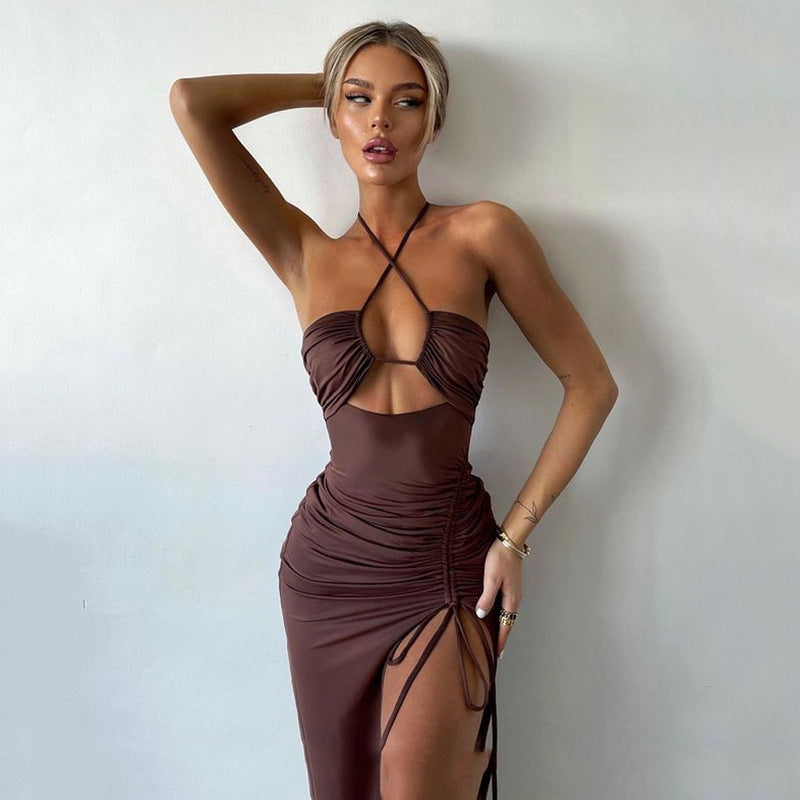 Pina Smocked Cutout Maxi Dress Brown