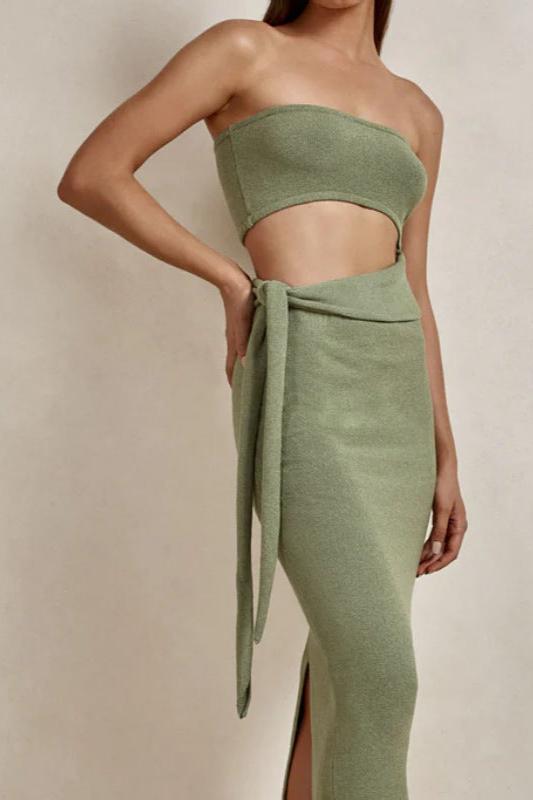 Santorini Sands Knit Tube Top Midi Dress