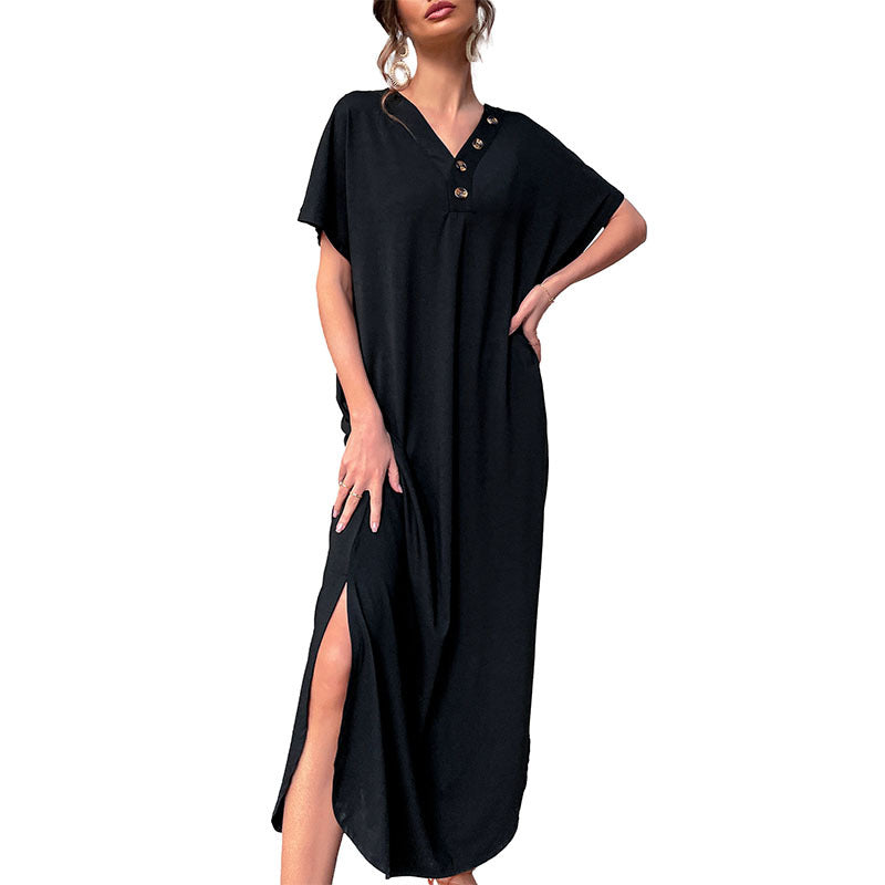 Retrograde Cotton Blend Midi T Shirt Dress