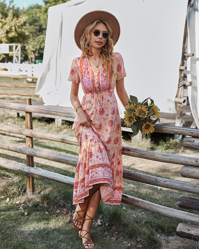 Club Tropicana Embroidered Maxi Dress Light Pink FINAL