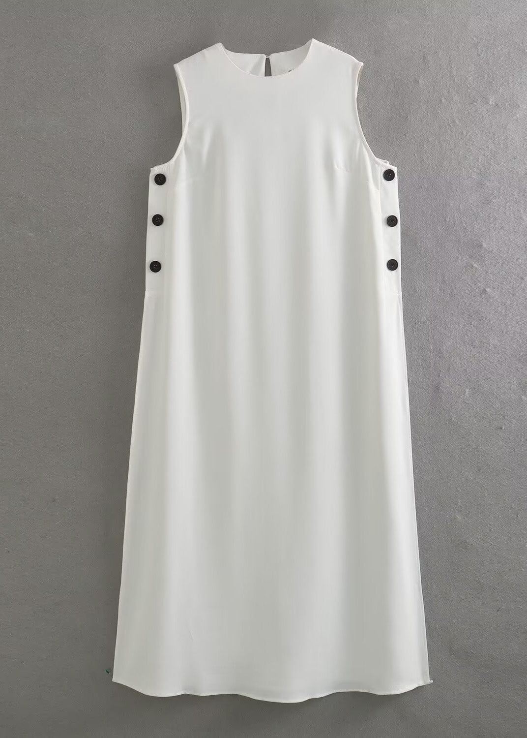 Celeste Minimalist Sleeveless Button Detail Maxi Dress