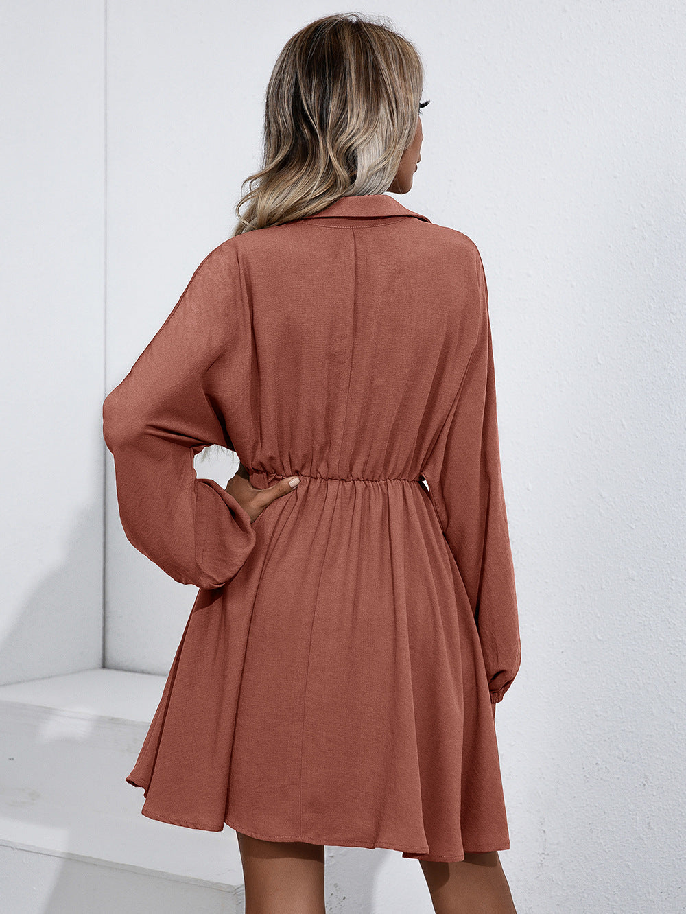Remy Cotton Pocketed Shirt Dress Wine FINAL