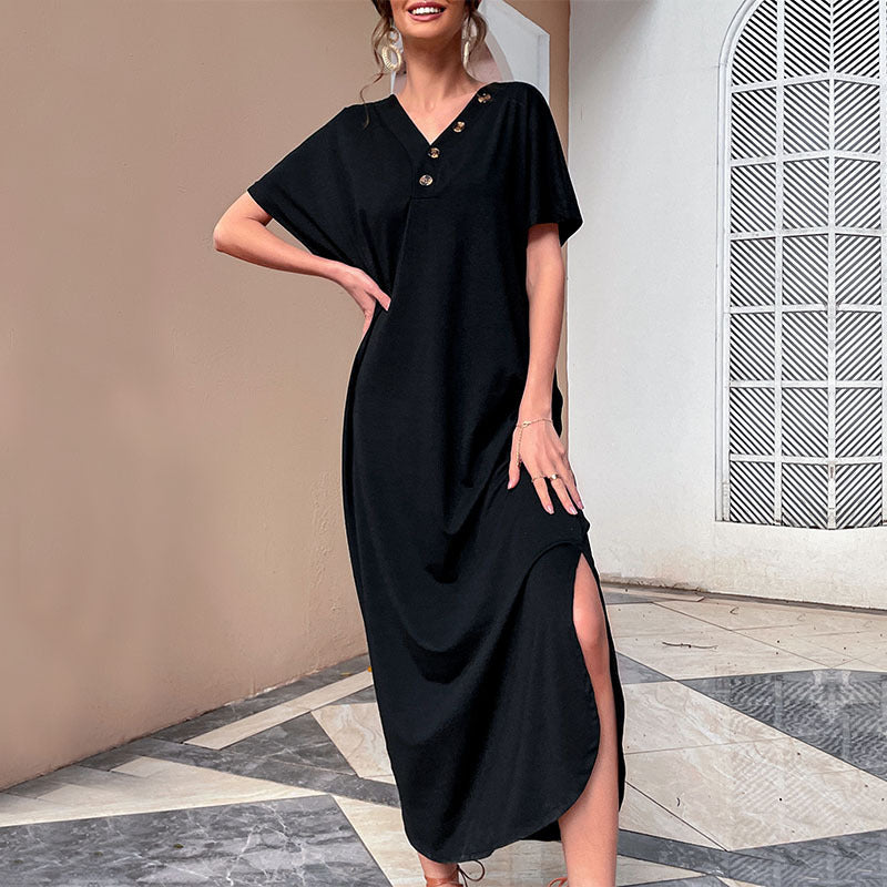 Retrograde Cotton Blend Midi T Shirt Dress