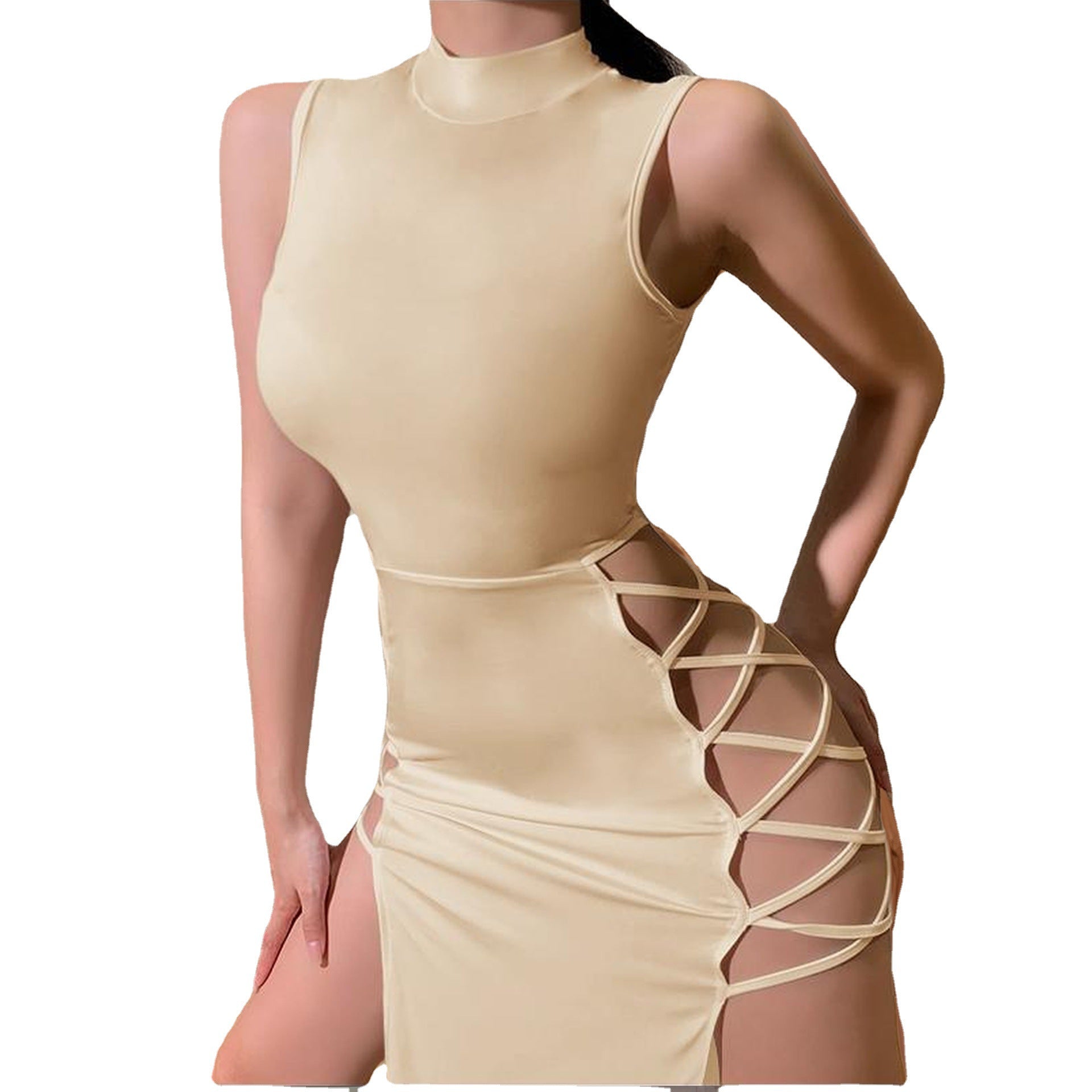 Romina Timeless Women's Sleeveless Cut Out Maxi Dress with Side Lacing Premium Wardrobe Essential