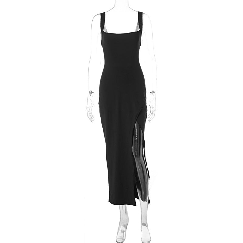 Slim Fit Elegance Sleeveless Split Backless Sling Sheath Dress