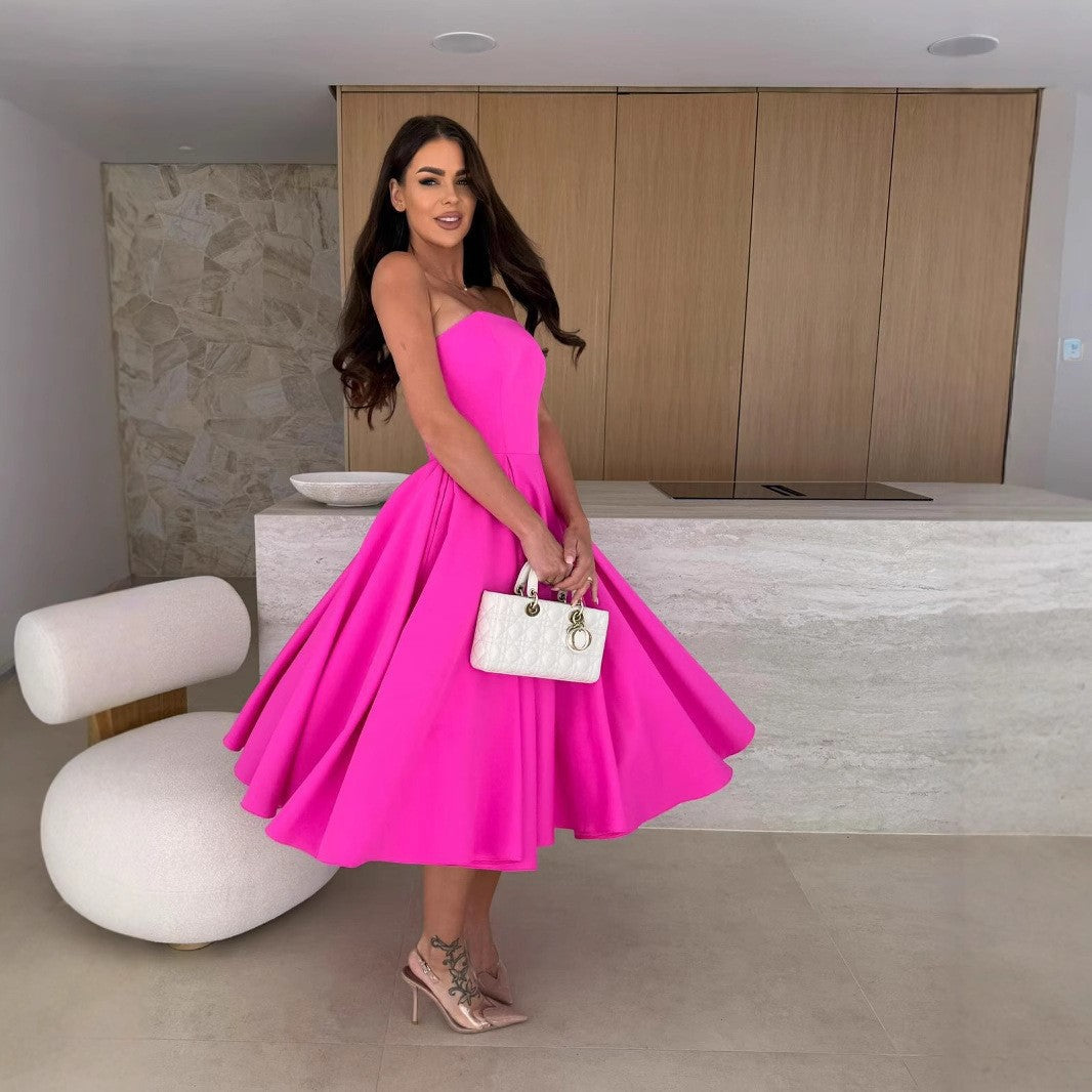 Natalia Chic Women's Evening Dress with a Swinging Skirt and Strapless Design Boutique Collection