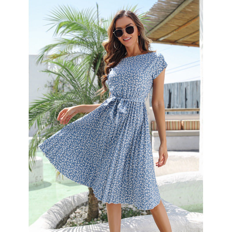 Begoña Effortless Women's Floral Midi Dress with Tie Belt Statement Occasion Edit
