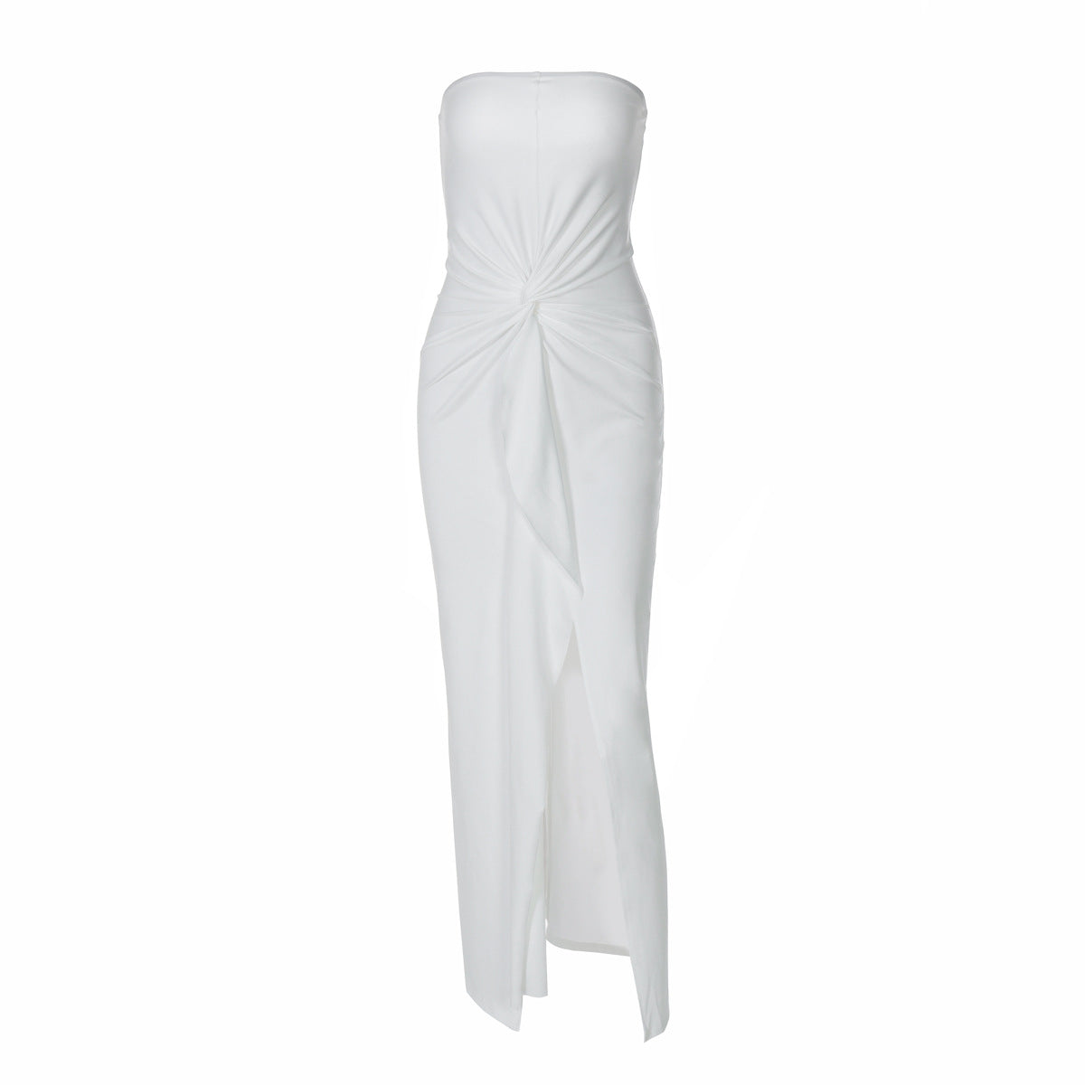 Tube Top Dress Solid Color Pleated Slim Fit Dress