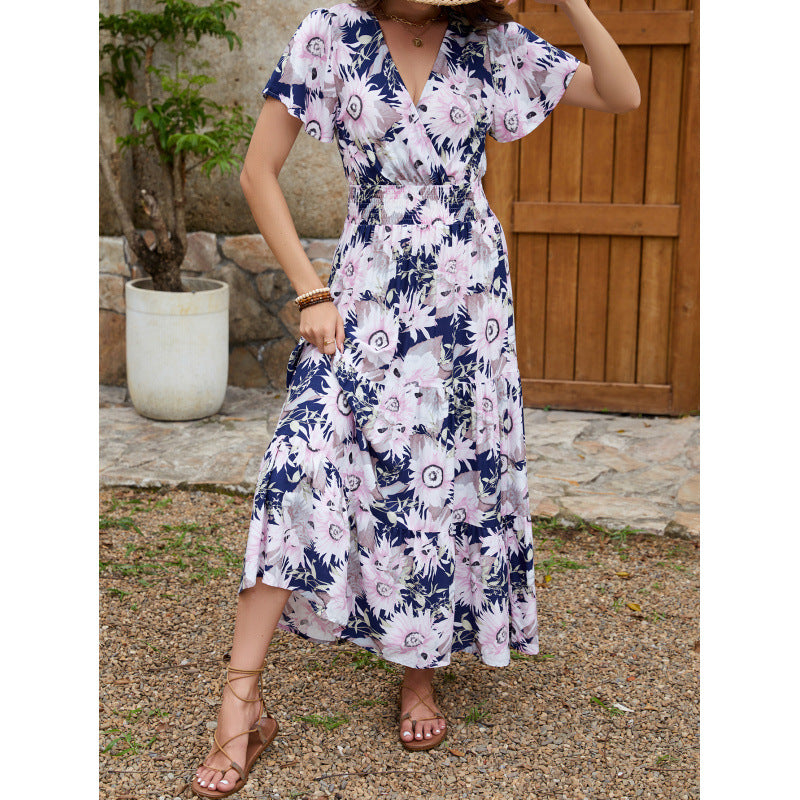 Violeta Aesthetic Women's Floral Wrap Midi Dress Everyday Luxe Edit