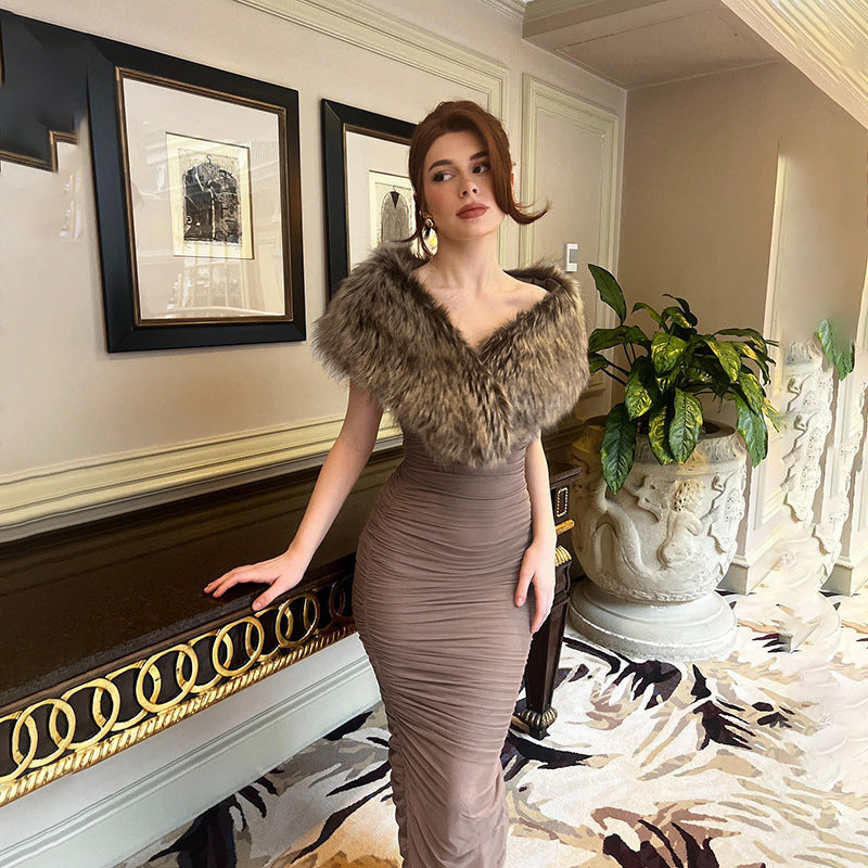 Mocha 2 piece Maxi Dress Brown