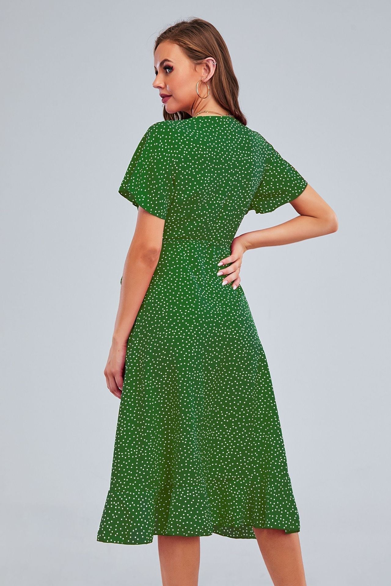 Rejoice Metallic Detailed Wrap Maxi Dress Green FINAL