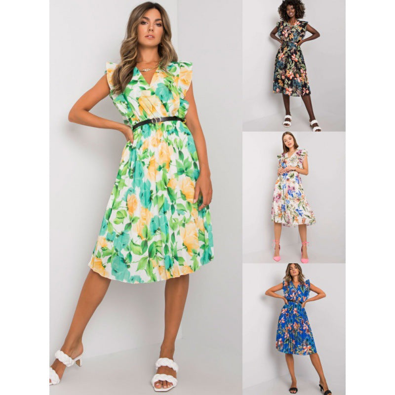Eugenia Statement Women's Floral Ruffle Midi Dress Elevated Occasion Wear