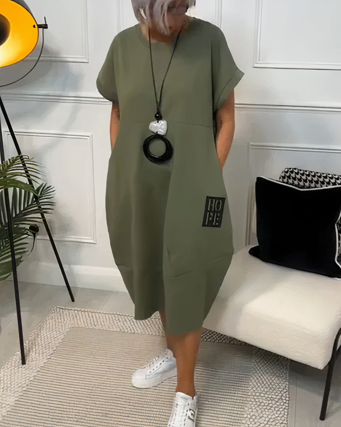 Marina Effortless Short Sleeved Dress with a Round Neckline Chic Silhouette Collection