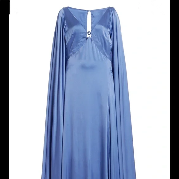 Fashion Blue A LIne Party Evening Dress Long Satin Prom Dress - View 3 | VelvetHem