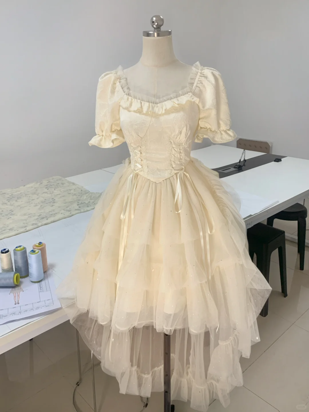 Elegant Beige Tulle Sequin A Line Birthday Outfits Formal Homecoming Dress - VelvetHem