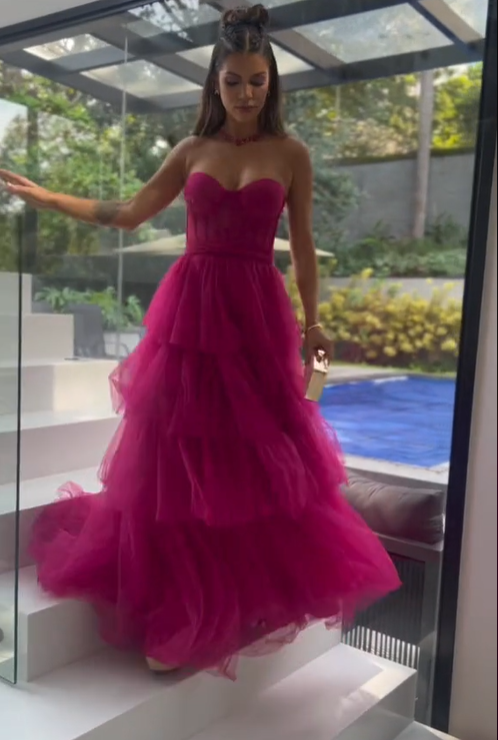Sweetheart Neckline A-line Tulle Prom Dress,Formal Dress - View 3 | VelvetHem