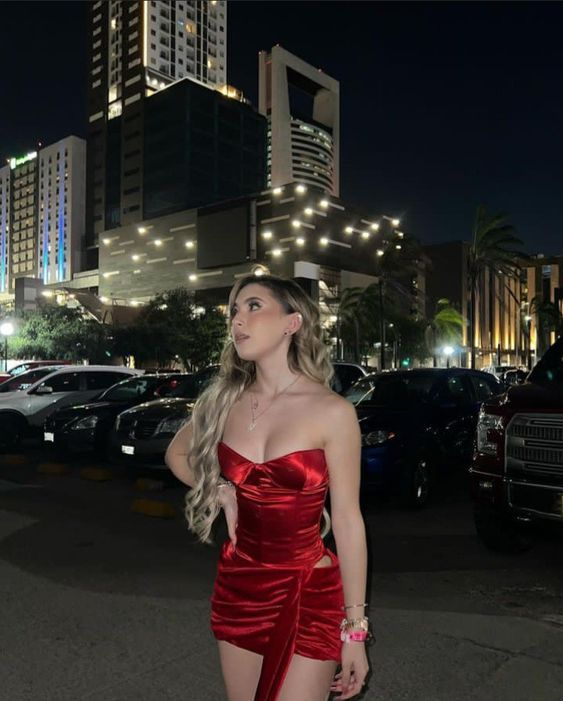 Pretty Satin Velvet Red Sheath Homecoming Dress Birthday Dress - View 3 | VelvetHem