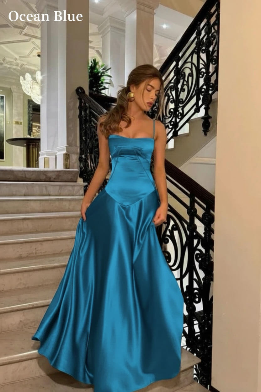 Suzhoufashion Brown Luxe Silk-Look Long Evening Dress With Fitted Bodice Formal Evening Gown