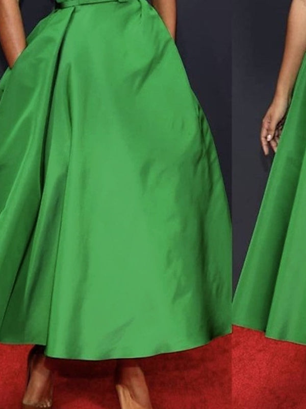 Off Shoulder Sleeveless A Line Ruched Ankle Length Dress for the Mother of the Bride