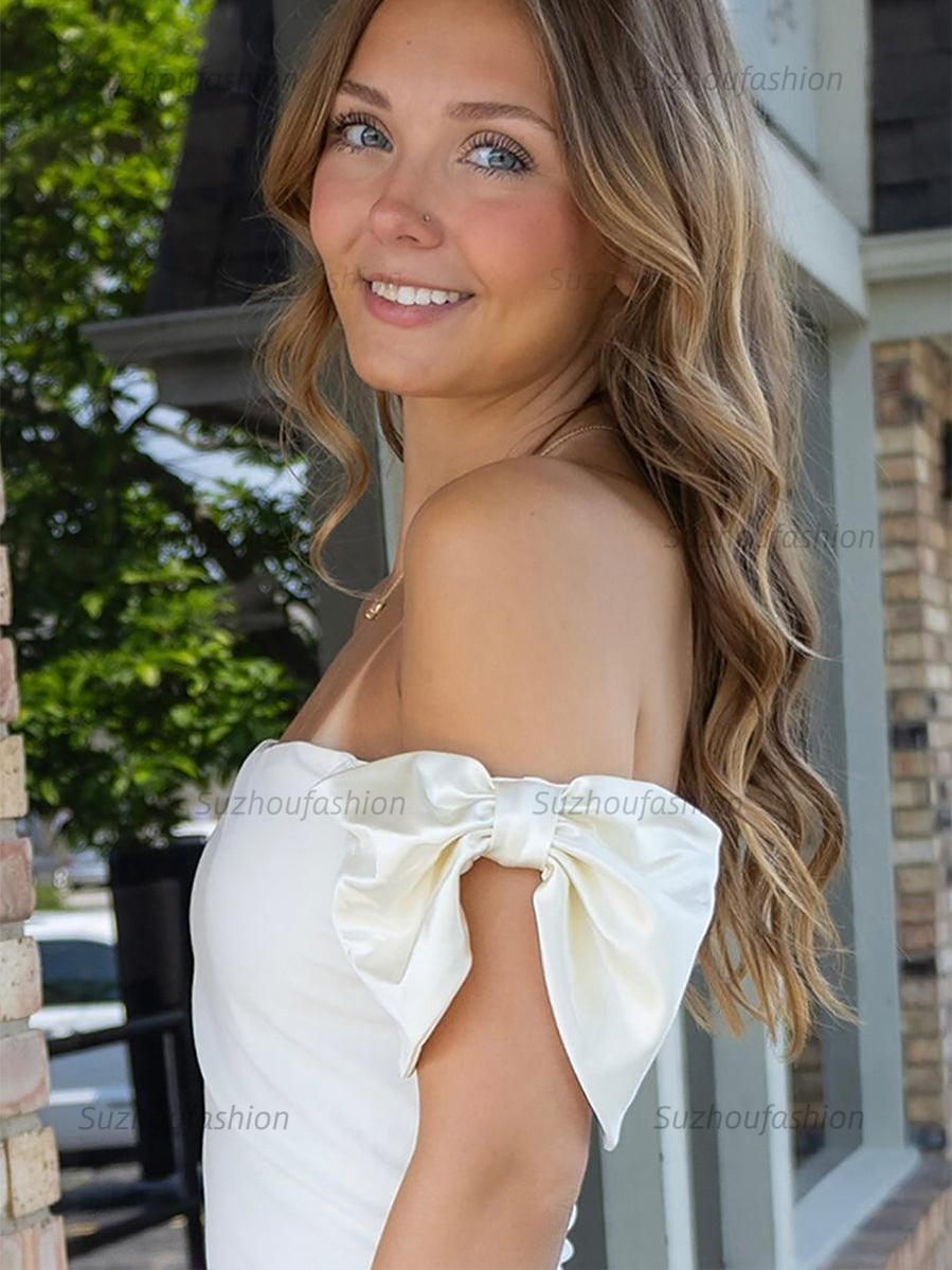 Suzhoufashion Off The Shoulder Short Homecoming Dress with Bow