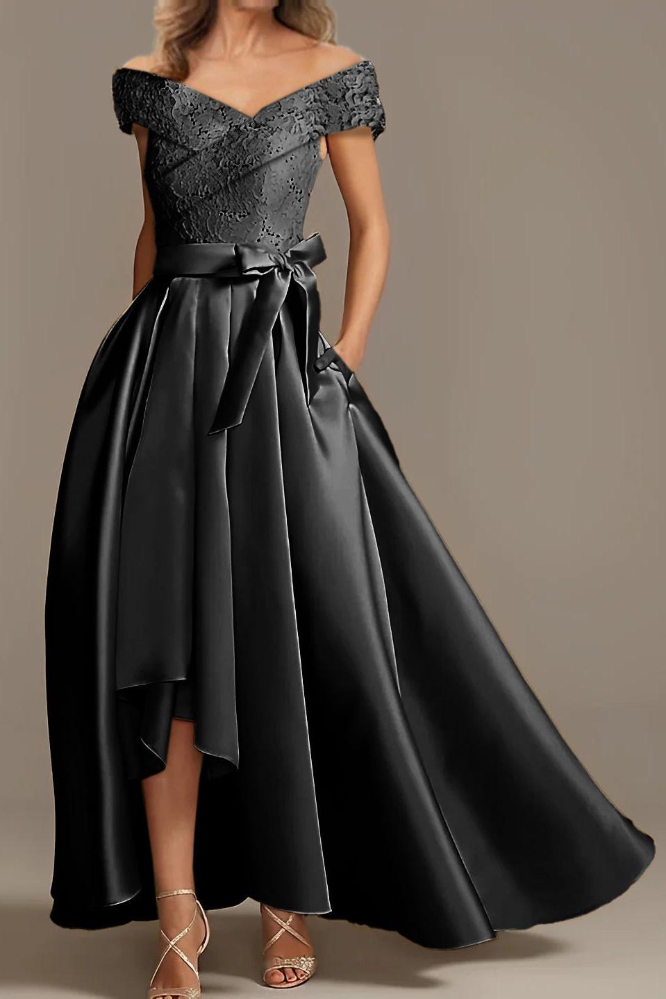 Off the Shoulder Asymmetrical A Line Mother of the Bride Dress with Ruffles