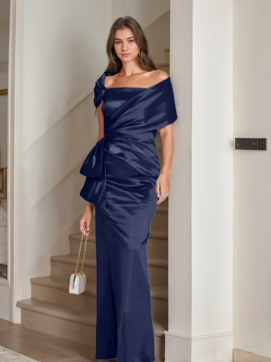 Off the Shoulder Long Sheath Column Gown for the Mother of the Bride