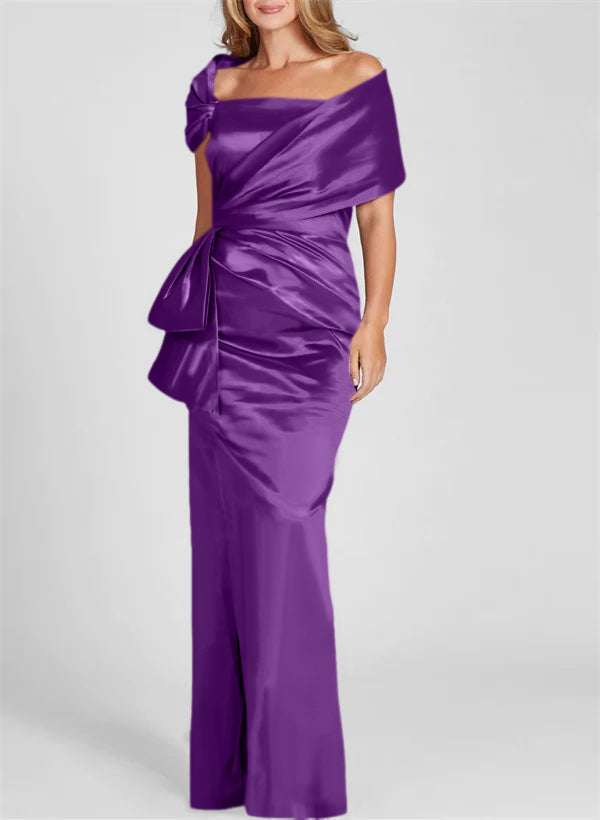 Off the Shoulder Long Sheath Column Gown for the Mother of the Bride
