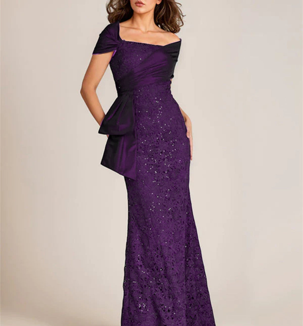 Off the Shoulder Lace Trumpet Mermaid Mother of the Bride Dress Featuring Applique & Beading