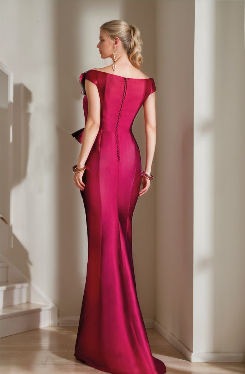 Off the Shoulder Mermaid Trumpet Mother of the Bride Dress Featuring a High Split