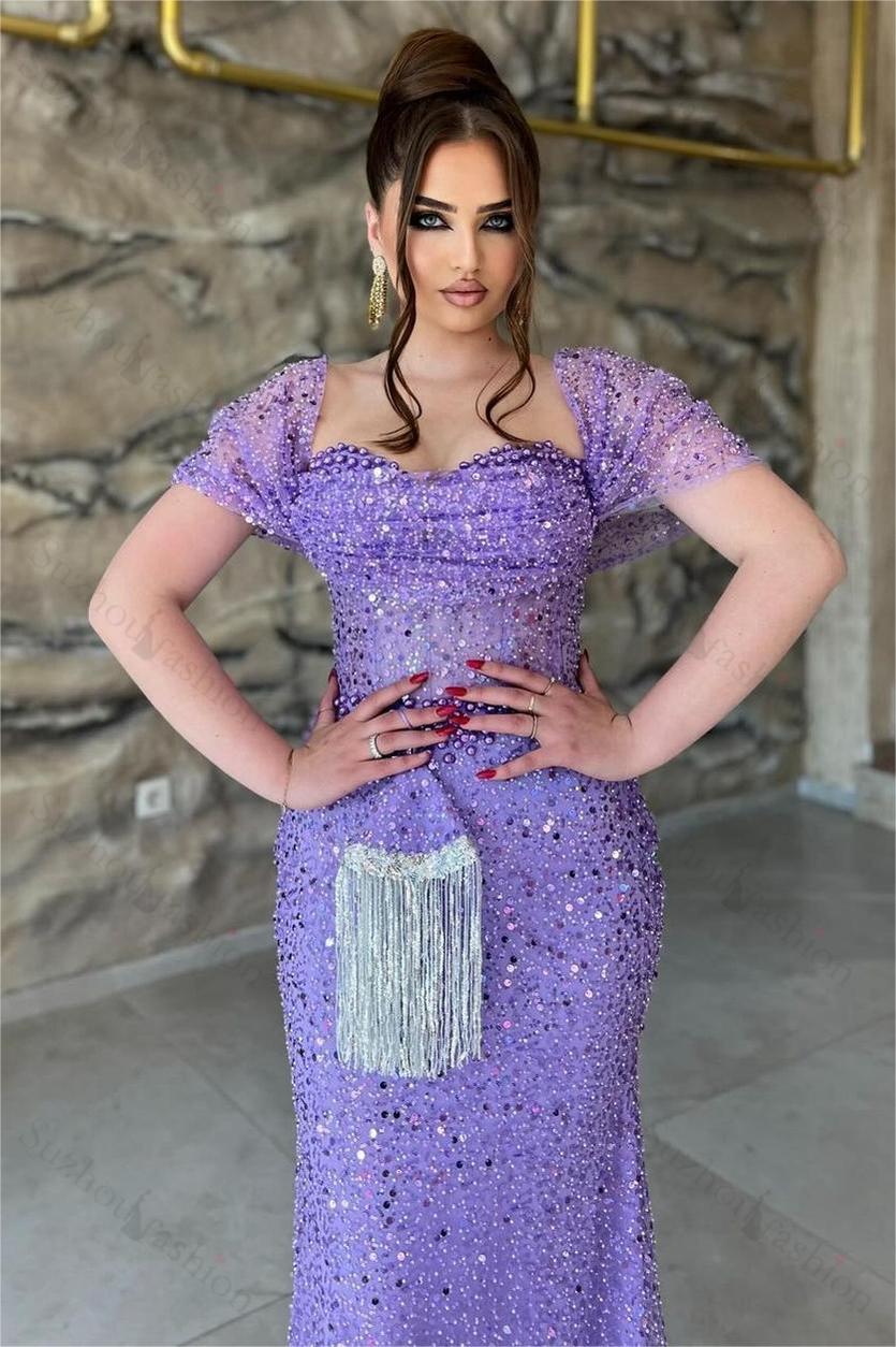 Off the Shoulder Sequined Sweetheart Mermaid Long Evening Formal Dress With Beadings