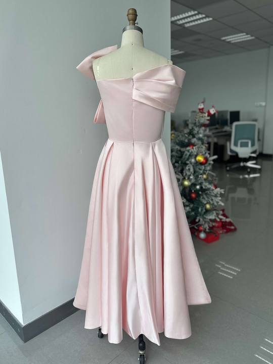 Off the Shoulder Sleeveless A Line Ankle Length Mother of the Bride Dress with Bow(s)