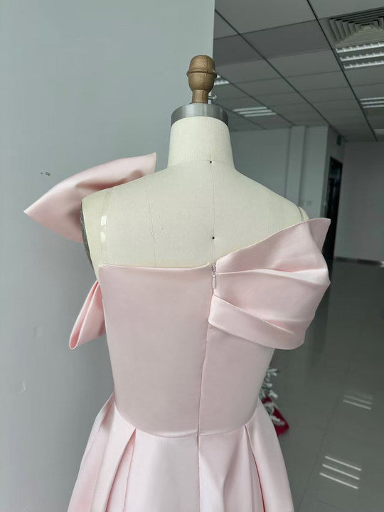 Off the Shoulder Sleeveless A Line Ankle Length Mother of the Bride Dress with Bow(s)