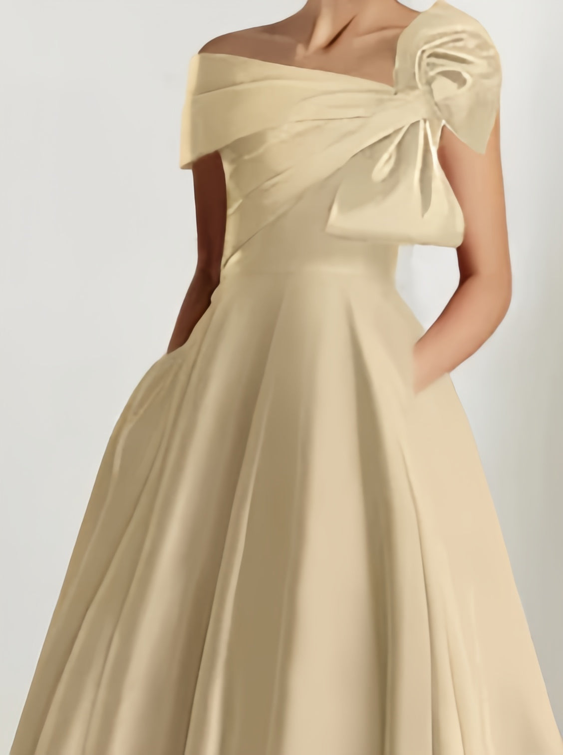 Off the Shoulder Sleeveless A Line Ankle Length Mother of the Bride Dress with Bow(s)