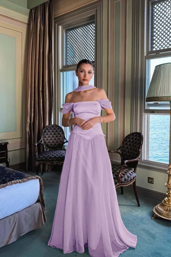 Off the Shoulder Sleeveless Long Evening Formal Dress With Pleated