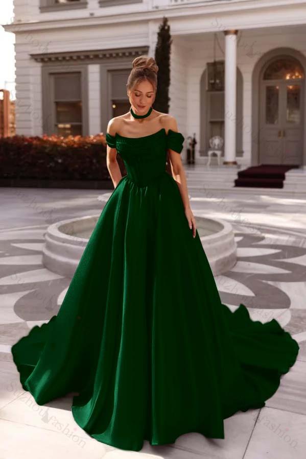 Off the Shoulder Sleeveless Long Evening Formal Dress With Pleated Beading