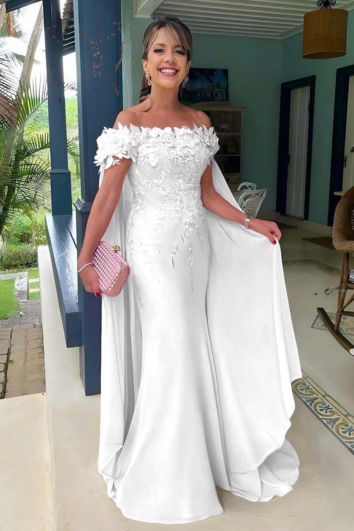 Off the Shoulder Sleeveless Long Mermaid Evening Formal Dress With Appliques