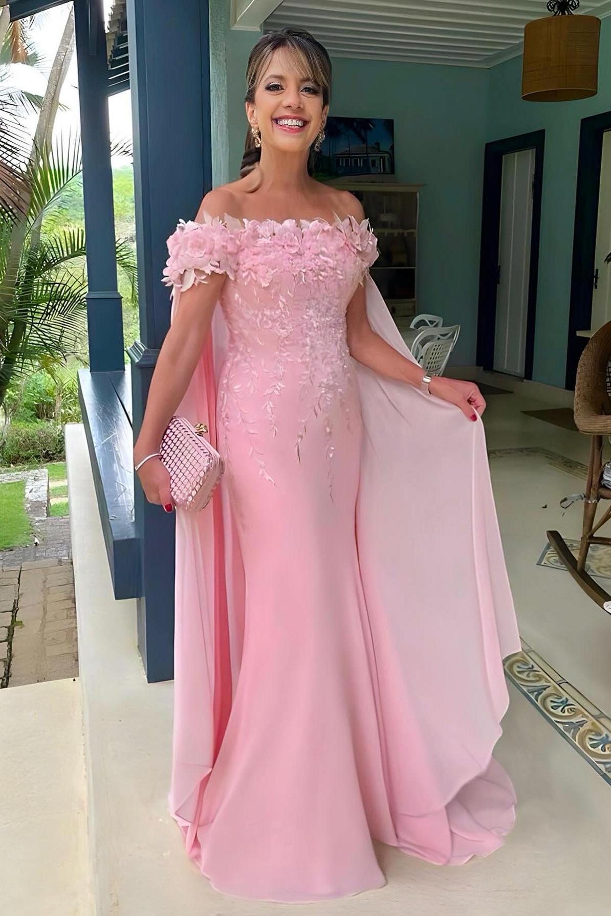 Off the Shoulder Sleeveless Long Mermaid Evening Formal Dress With Appliques