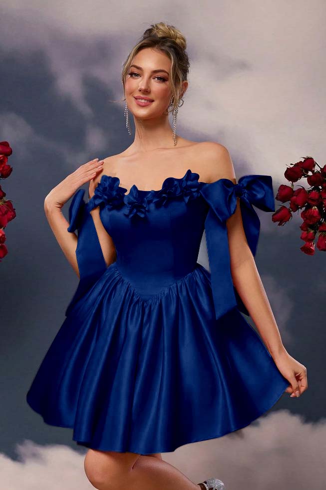 Off the Shoulder Sleeveless Short A Line Homecoming Dress With Pleated