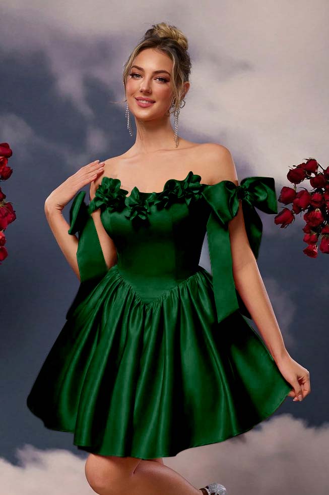 Off the Shoulder Sleeveless Short A Line Homecoming Dress With Pleated