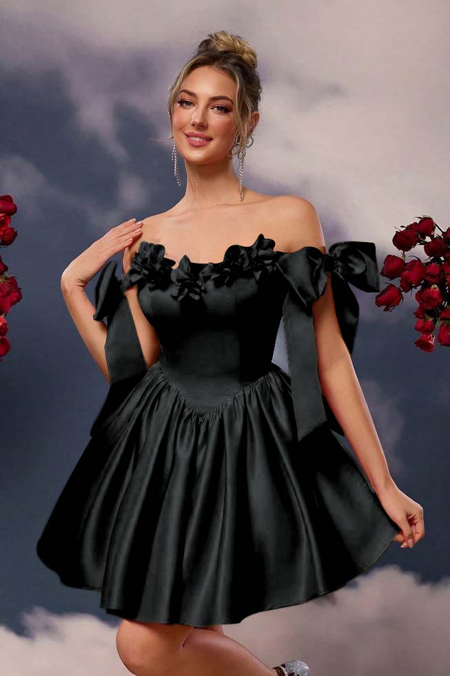 Off the Shoulder Sleeveless Short A Line Homecoming Dress With Pleated