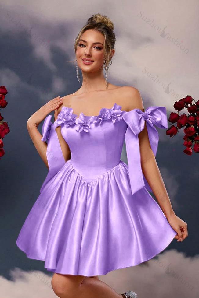 Off the Shoulder Sleeveless Short A Line Homecoming Dress With Pleated