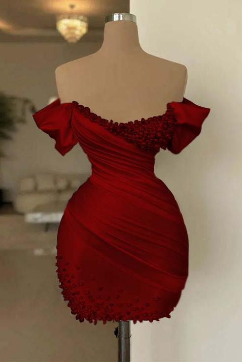 Off the Shoulder Sleeveless Short Homecoming Dress With Beading
