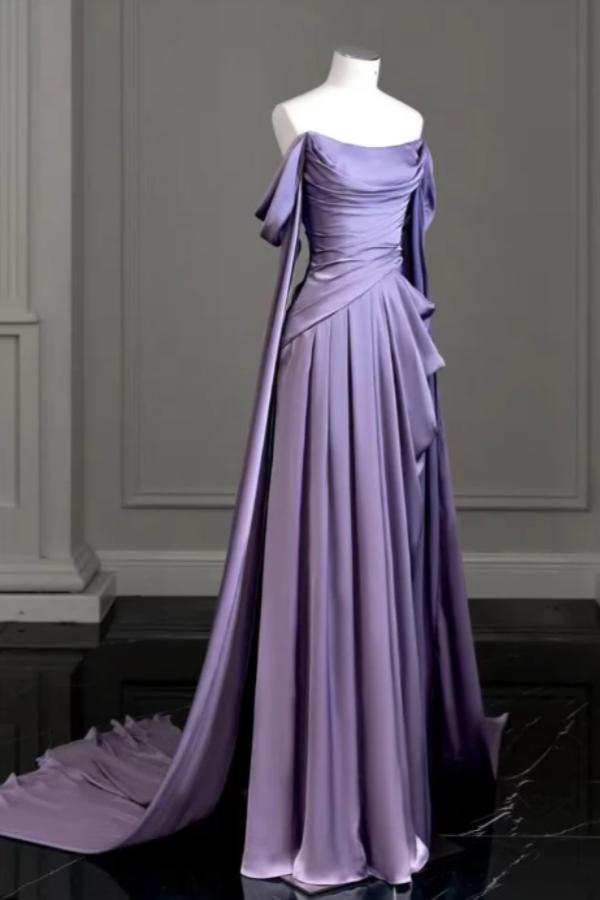 Off the Shoulder Strapless Sleeveless Long Evening Formal Dress With Pleated