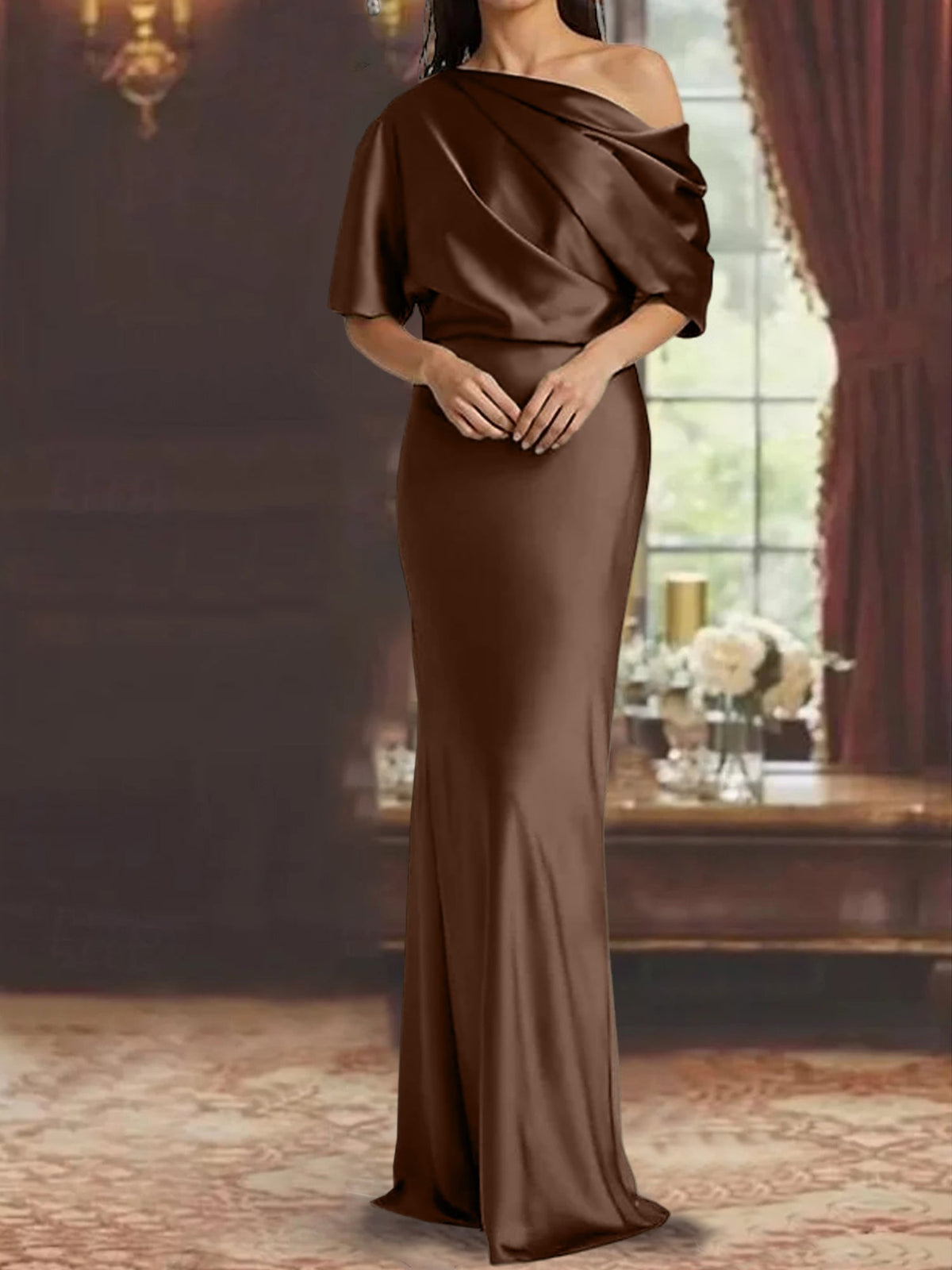 One Shoulder Column Gown for the Mother of the Bride