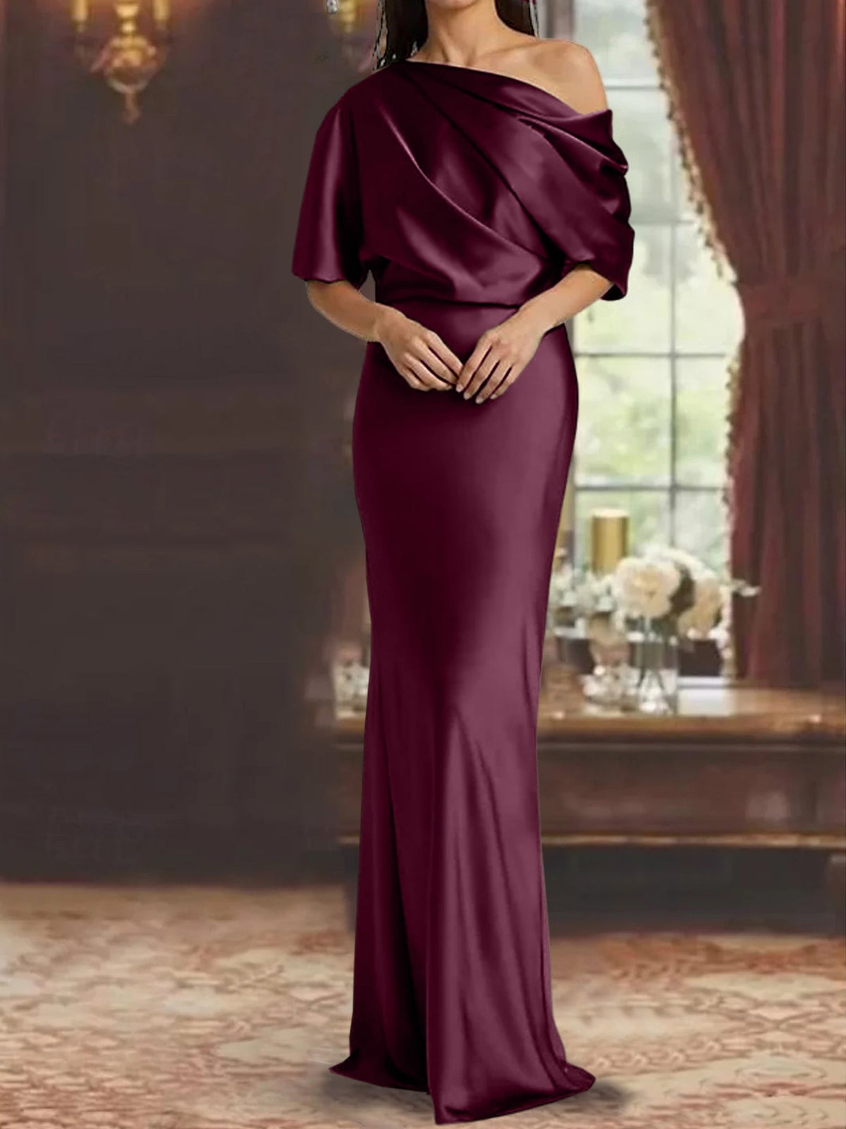 One Shoulder Column Gown for the Mother of the Bride